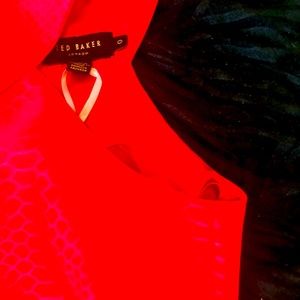 Ted Baker red dress with Kris’s cross front